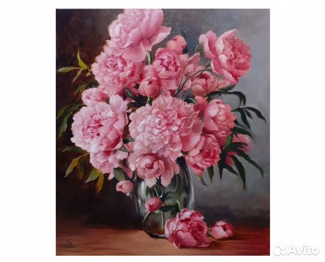 Картина маслом Розовые пионы