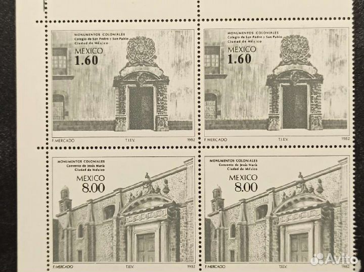 Архитектура. Почтовые марки Мексики