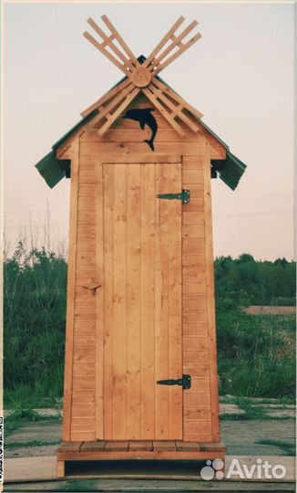 Дачный туалет деревянный прямоугольник TLF