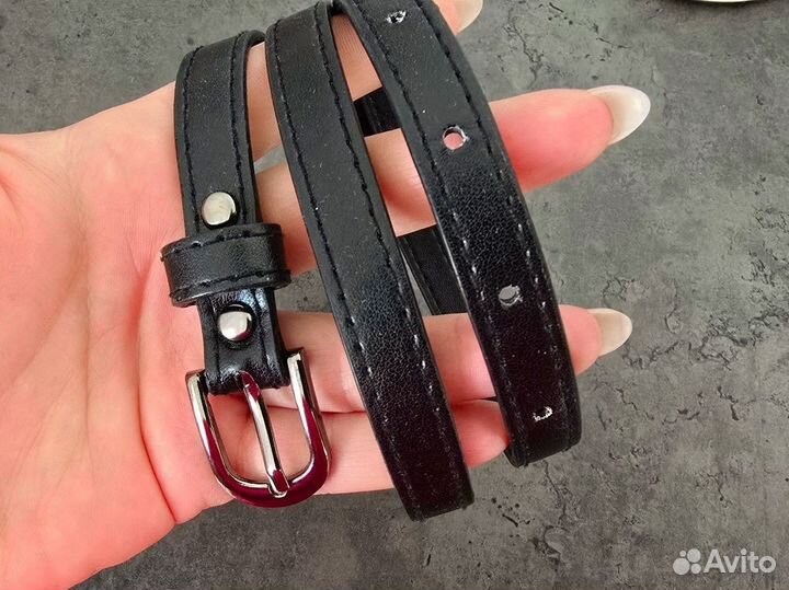 Ремень (пояс) женский кожаный тонкий новый