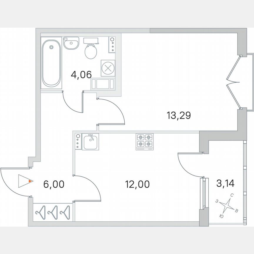 1-к. квартира, 36,9 м², 4/4 эт.