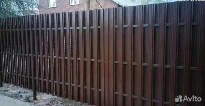Забор из евроштакетника цена за метр работа по дог