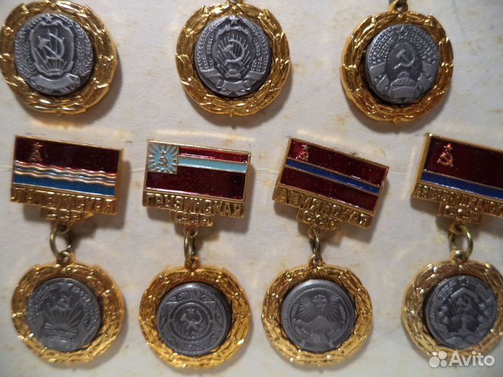 Значки Гербы и Флаги СССР Полный набор в родной ко