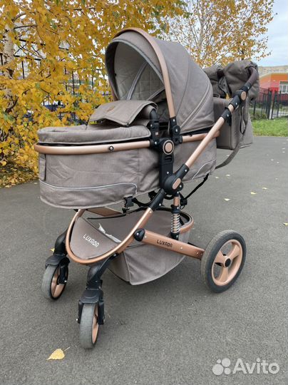 Коляска всесезонная 2 в 1 luxmom 510 золотая рама