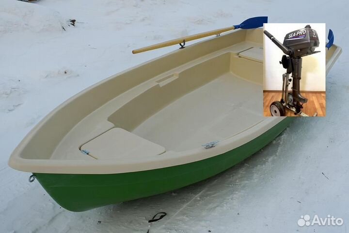 Лодка пластиковая с мотором Тортилла-4 с Рундуками