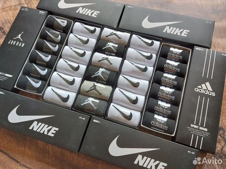 Носки Nike Adidas Jordan белые