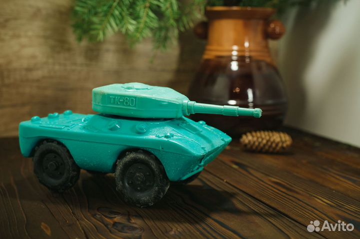 Большой Зеленый Игрушечный Танк Из СССР Пластик