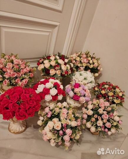 Гипсовые вазочки с цветами