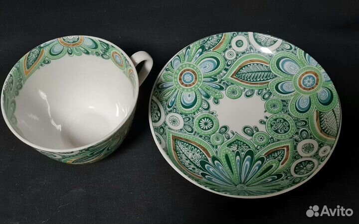Чайная пара зеленые цветы лфз СССР редкая