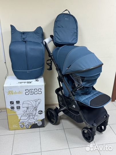 Новая коляска Babalo 2025 синий на графит раме