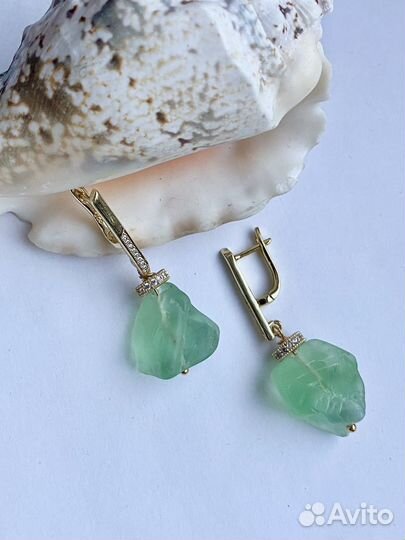 Серьги с мятным кварцем