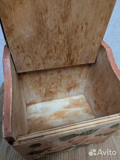 Старинная деревянная расписная солонка СССР винтаж