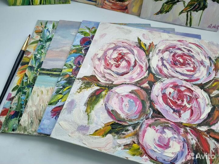 Картины цветы маслом пионы анютины глазки пейзаж