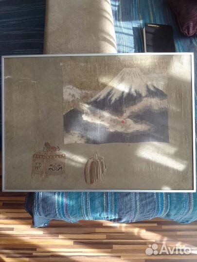 Картина, вулкан Фудзияма.Шелкография