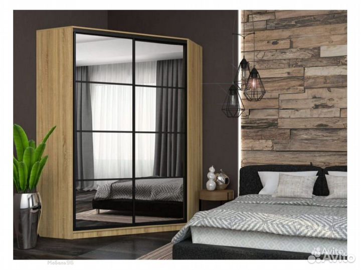 Угловой шкаф-купе Лофт фасад зеркало 3г