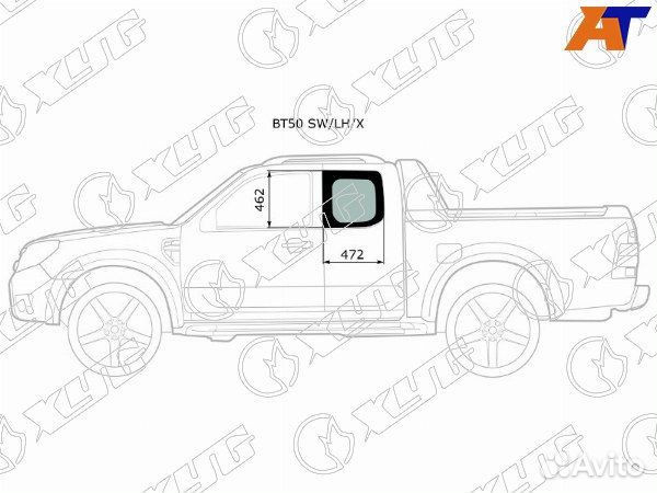 Стекло кузова боковое (не опускное) ford ranger 06