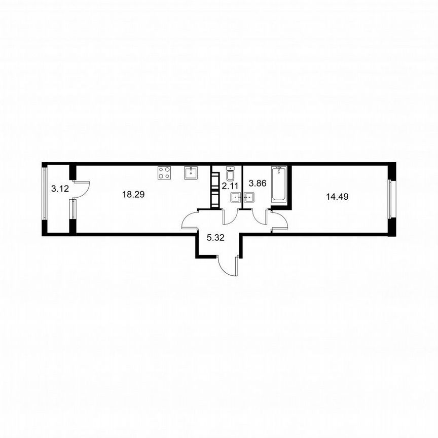 1-к. квартира, 45,6 м², 8/9 эт.