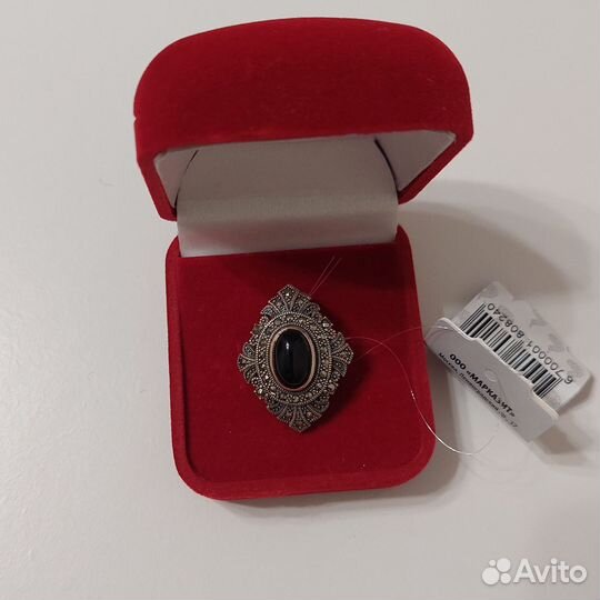 Брошь серебро марказит