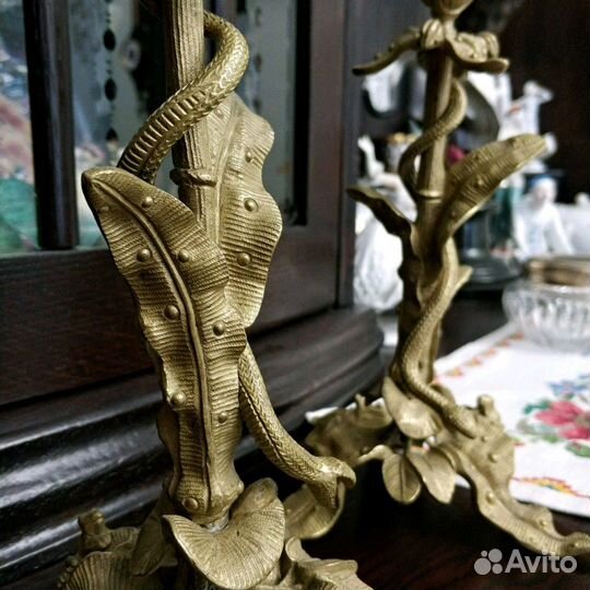 Подсвечники антикварные бронза/позолота