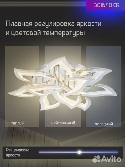 Люстра потолочная Аврора светодиодная с пультом