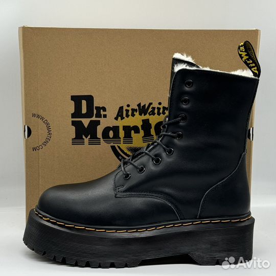 DR. Martens 1460 Jadon Black. Winter белый мех