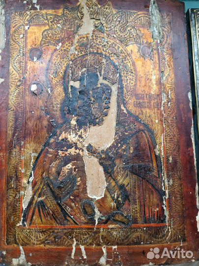 Старинная Владимирская икона 19 век в окладе