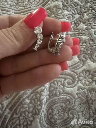 Серьги и кольцо серебро