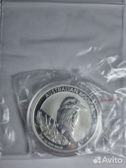 Серебряная монета Австралии Кукабарра 2021 года