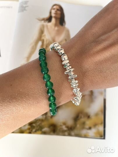 Браслеты из камней гематита, агата