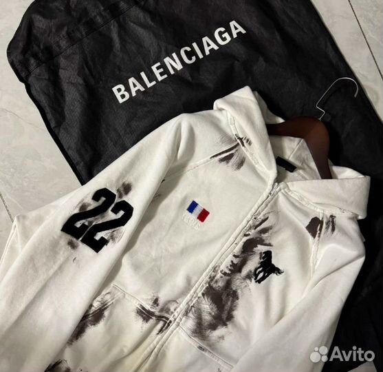 Зип Худи Balenciaga x Polo с эффектом грязи