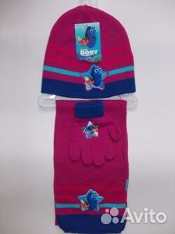 Детский комплект шарф+шапка+перчатки на 4-5 лет