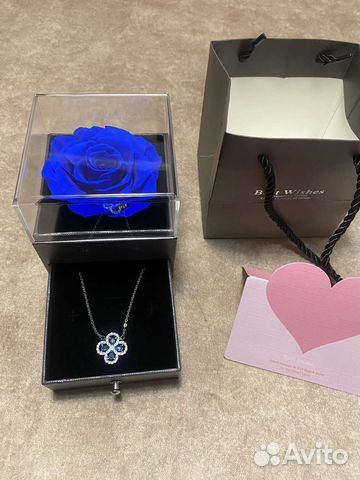 Вечная роза синяя подарок девушке