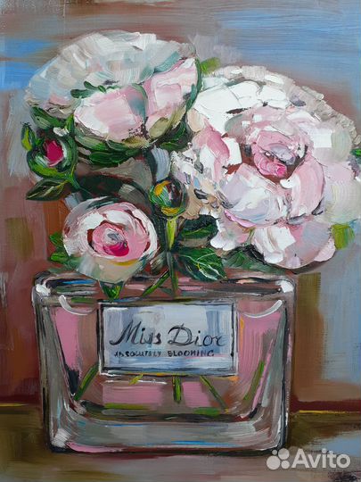 Картина маслом на холсте цветы абстракция Пионы