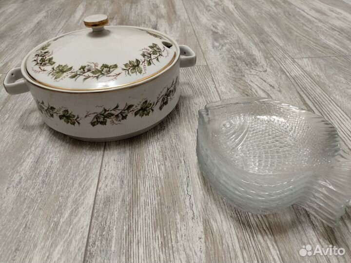 Салатница,винтажная фарфор с позолотой. Посуда