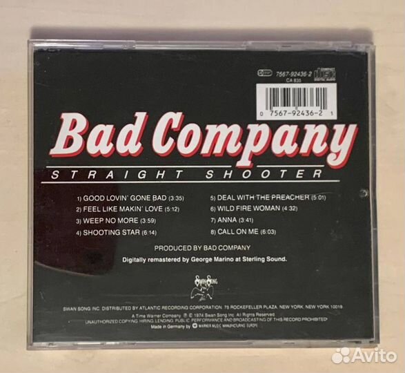 Bad Company - Straight Shooter CD