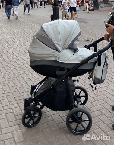 Коляска 2 в 1 Tutis серая эко кожа