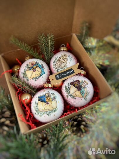 Игрушки шары елочные Гарри Поттер стекло 7 см