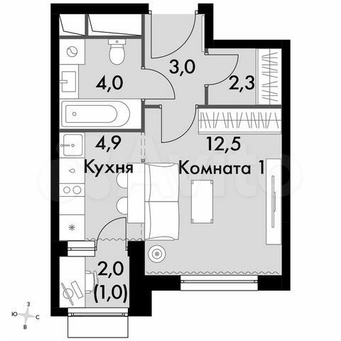 Квартира-студия, 27,7 м², 3/16 эт.