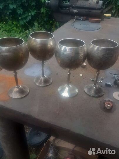 Фужеры мельхиор индия 4 штуки