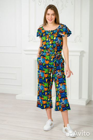 Комбинезон женский из кулирки Верена яркие буквы