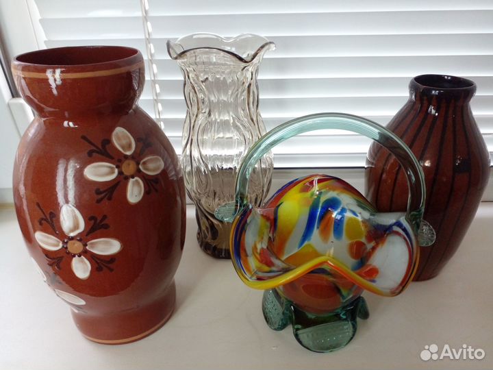 Посуда. Вазы керамика, хрусталь, конфетница СССР