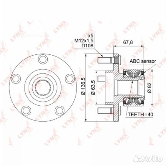 Lynxauto WH-1006 Ступица колеса перед прав/лев