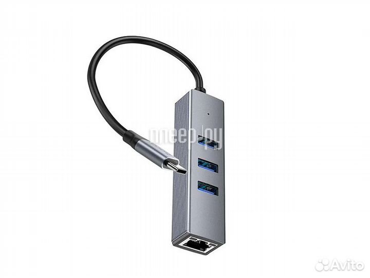 Хаб USB Hoco HB34 Easy 3xUSB 3.0/RJ45 кабель