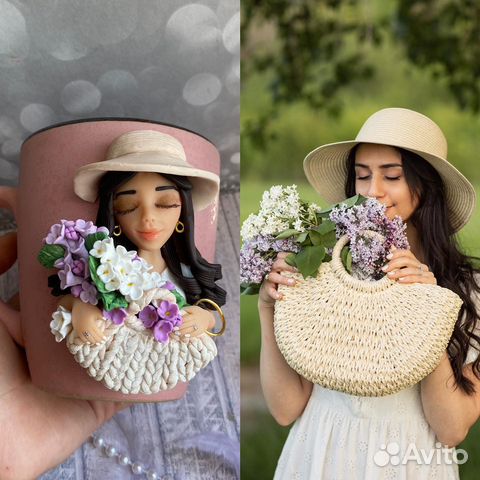 Кукла на кружке по фото, подарок на день рождения