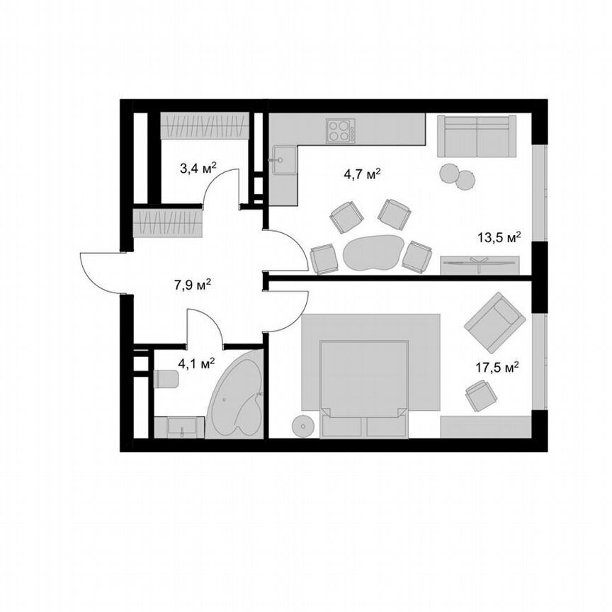 2-к. квартира, 51,1 м², 16/17 эт.