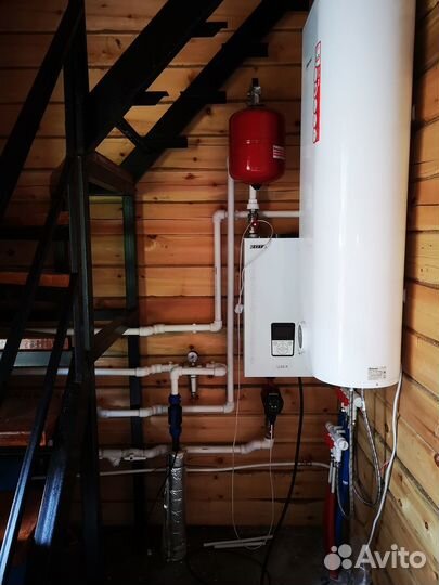 Монтаж отопления-водяной теплый пол,котёл. Стяжка