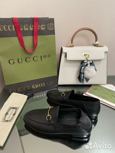 Женские кожаные мокасины Gucci