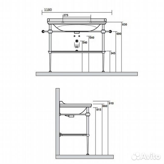 Kerasan Waldorf Раковина керамическая 100х55см, c