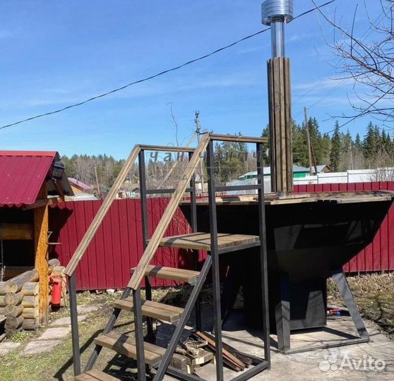 Банный чан, лестница из кедра и столик в подарок