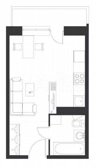 Квартира-студия, 22,7 м², 2/17 эт.